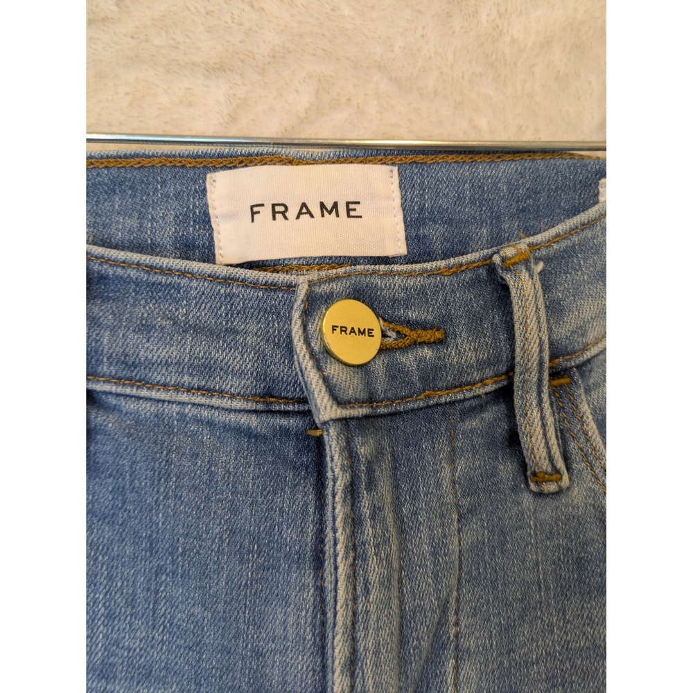 Frame Le High Straight Jeans Women's 25 Blue Distressed Laskey Rips - Picture 5 of 11
